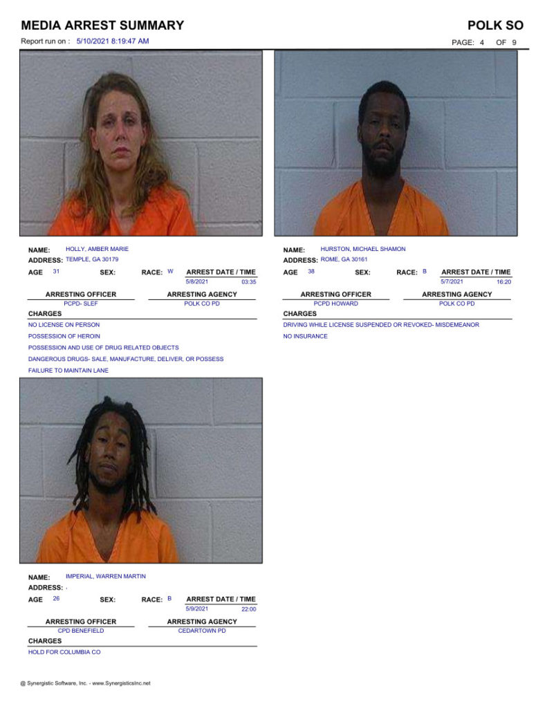 Polk Jail Report - Monday, May 10, 2021 - Polk Today